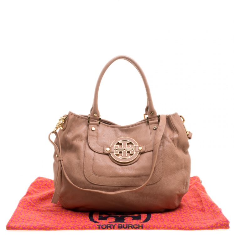 Pre Owned Tory Burch Dusty Pink Leather Amanda Hobo