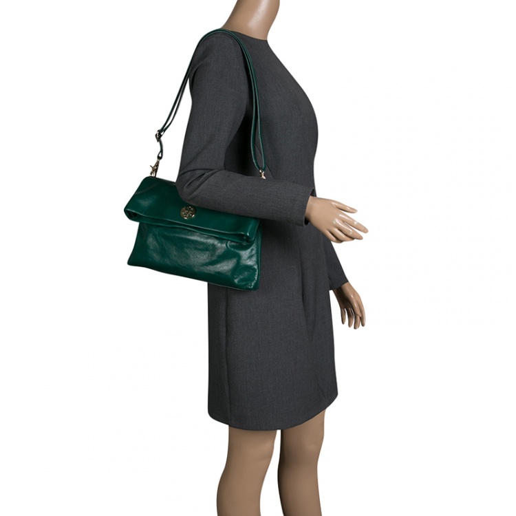 Tory Burch Green Leather Dena Foldover Crossbody Bag Tory Burch | The  Luxury Closet