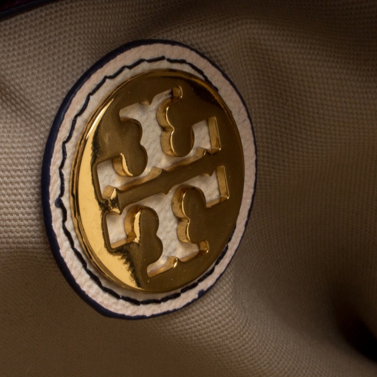 Pre Owned Tory Burch Off White/Multicolor Floral Print Large Robinson Dome Satchel