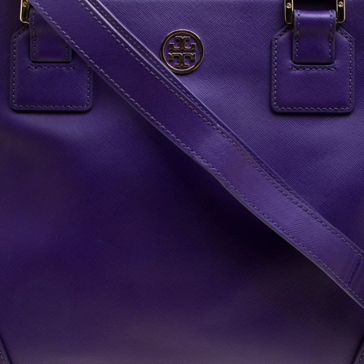 Pre Owned Tory Burch Purple Leather Robinson Tote