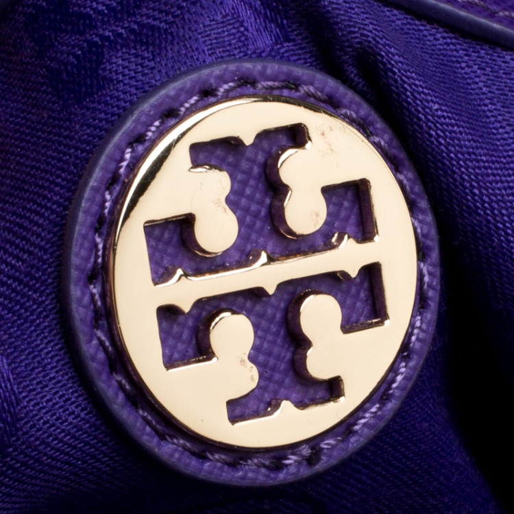 Pre Owned Tory Burch Purple Leather Robinson Tote