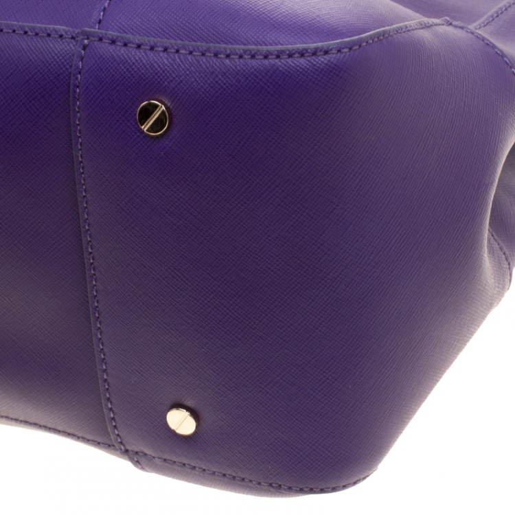 Pre Owned Tory Burch Purple Leather Robinson Tote
