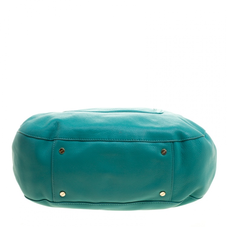 Pre Owned Tory Burch Turquoise Leather Amanda Hobo