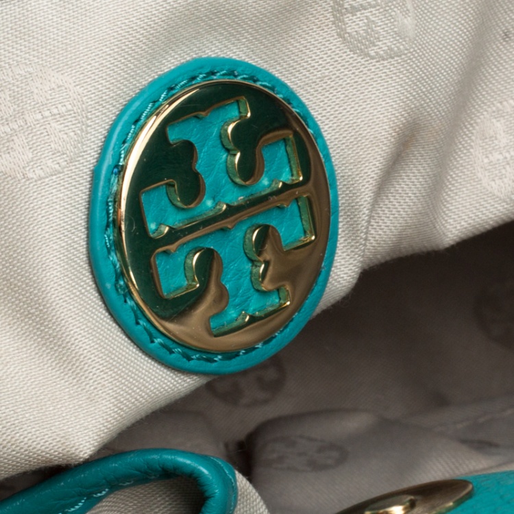 Pre Owned Tory Burch Turquoise Leather Amanda Hobo