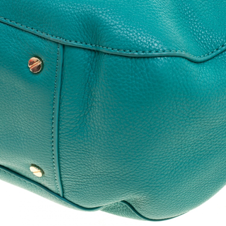 Pre Owned Tory Burch Turquoise Leather Amanda Hobo