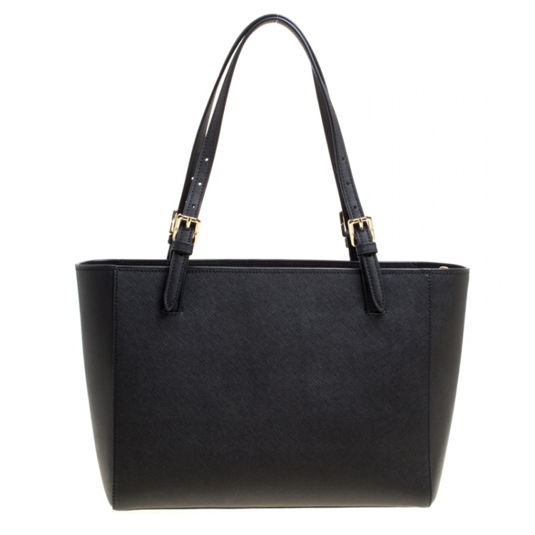 Pre Owned Tory Burch Black Leather Medium York Buckle Tote