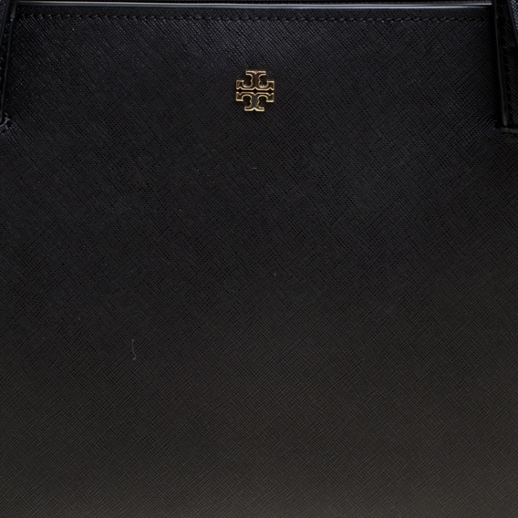 Pre Owned Tory Burch Black Leather Medium York Buckle Tote