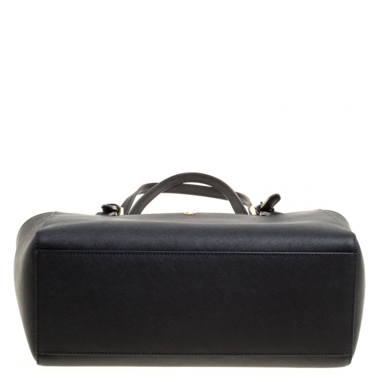 Pre Owned Tory Burch Black Leather Medium York Buckle Tote