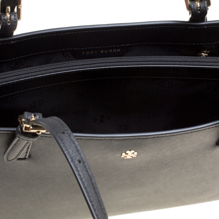 Pre Owned Tory Burch Black Leather Medium York Buckle Tote