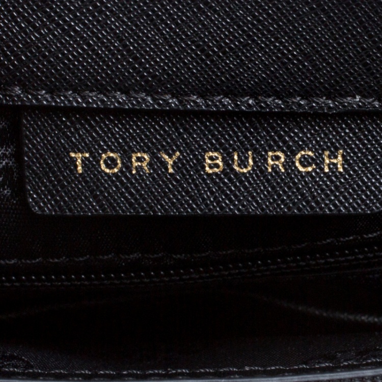 Pre Owned Tory Burch Black Leather Medium York Buckle Tote