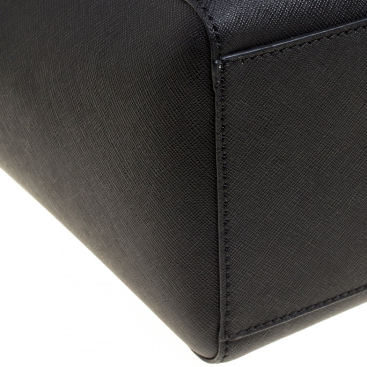 Pre Owned Tory Burch Black Leather Medium York Buckle Tote