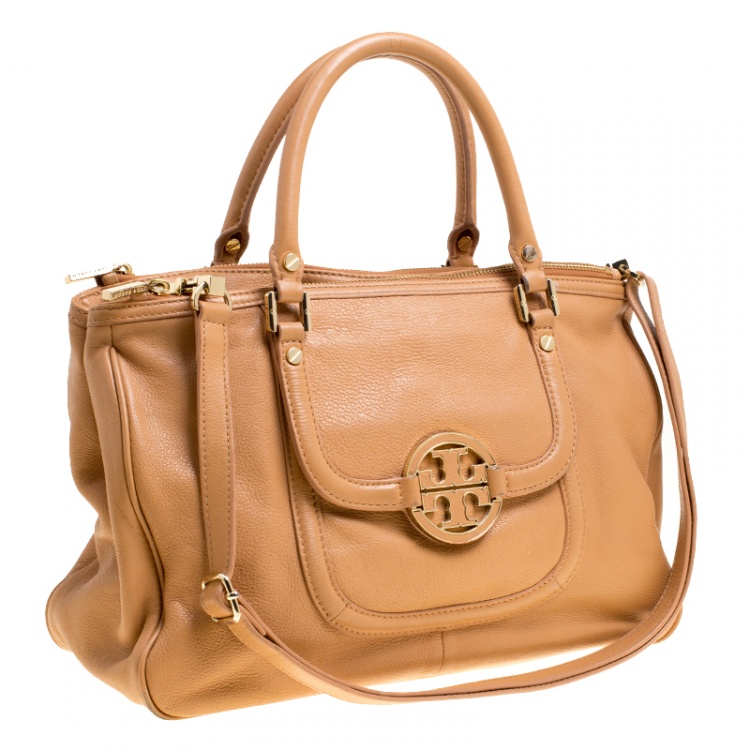Pre Owned Tory Burch Brown Leather Amanda Tote 