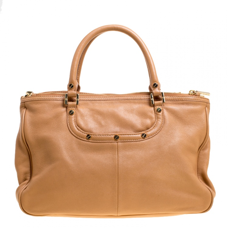 Pre Owned Tory Burch Brown Leather Amanda Tote 