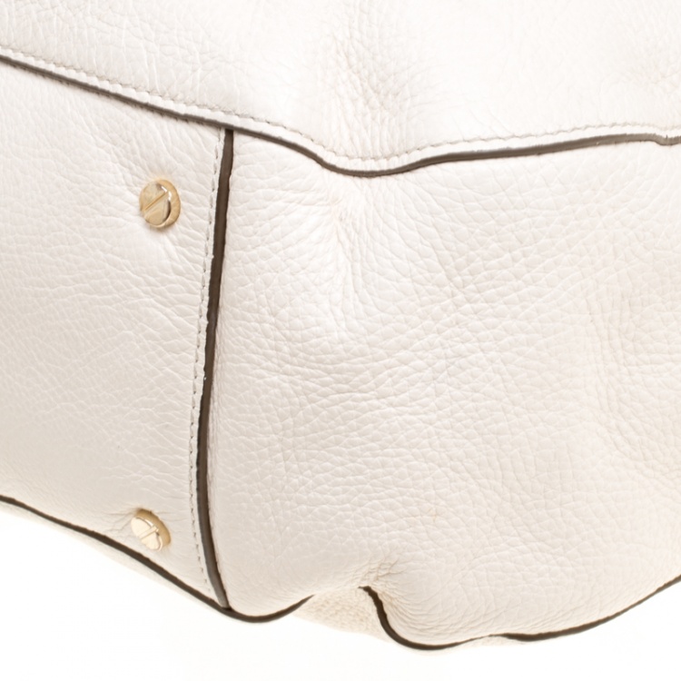 Pre Owned Tory Burch Cream Leather Amanda Hobo