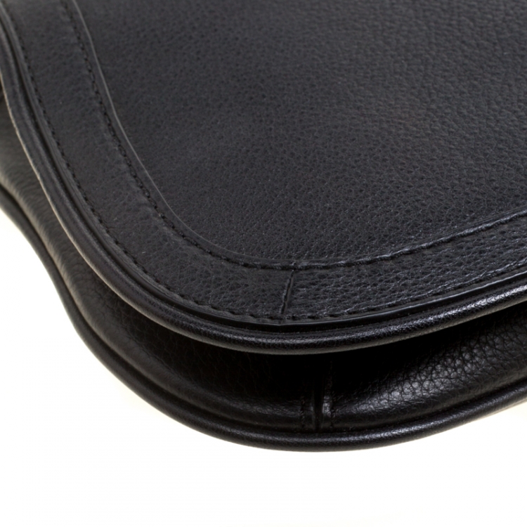 Pre Owned Tory Burch Black Leather Reva Logo Crossbody Bag