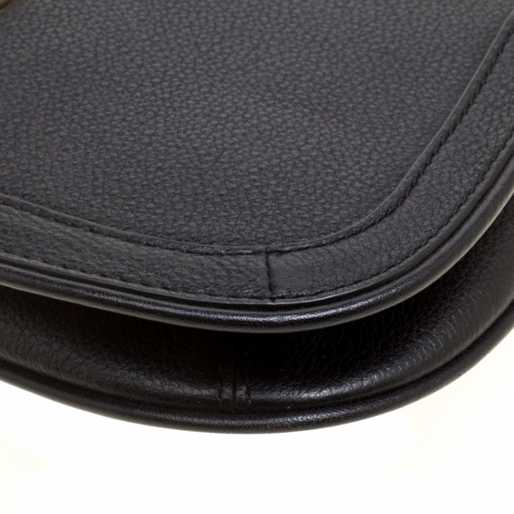 Pre Owned Tory Burch Black Leather Reva Logo Crossbody Bag