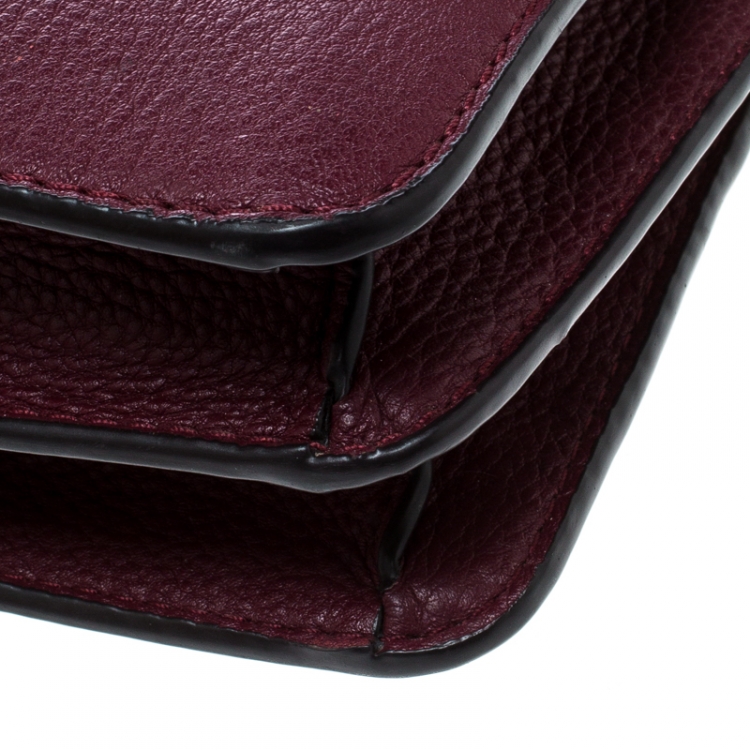 Pre Owned Tory Burch Burgundy Leather Shoulder Bag