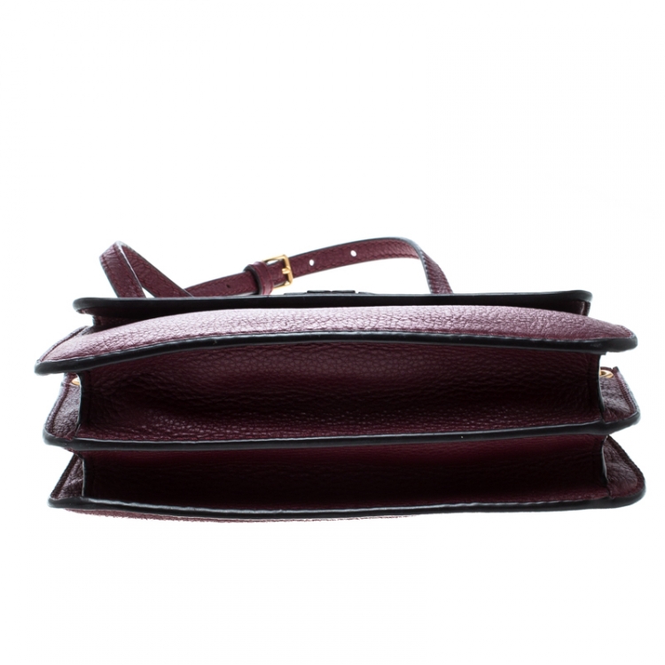 Pre Owned Tory Burch Burgundy Leather Shoulder Bag