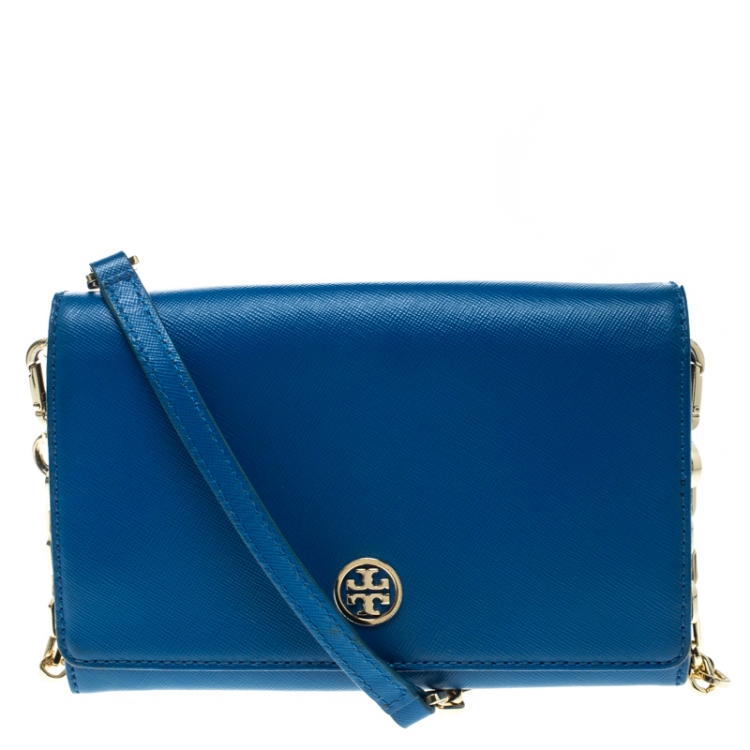 Tory hotsell Burch Robinson Chain Crossbody Wallet Blue