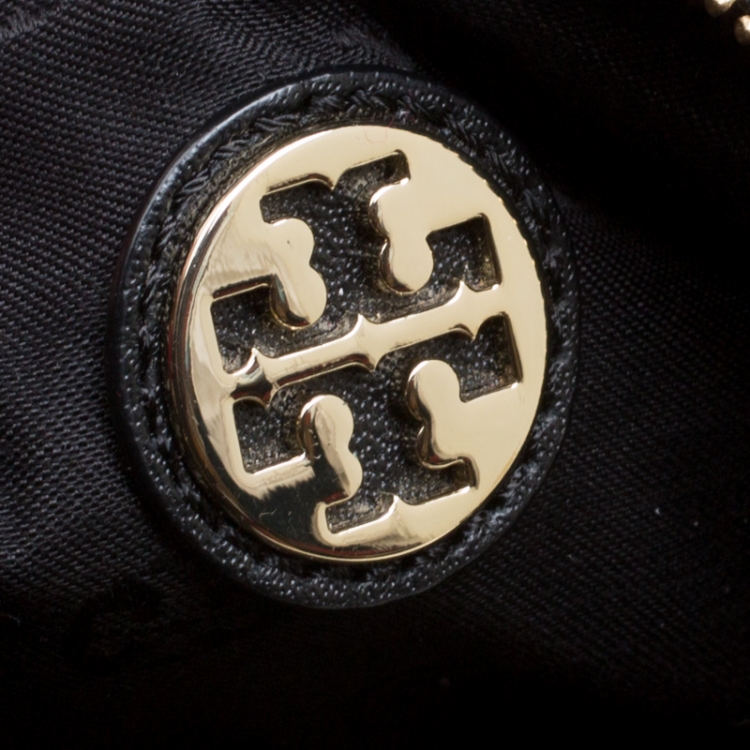 Pre Owned Tory Burch Black Leather and Suede Top Handle Bag