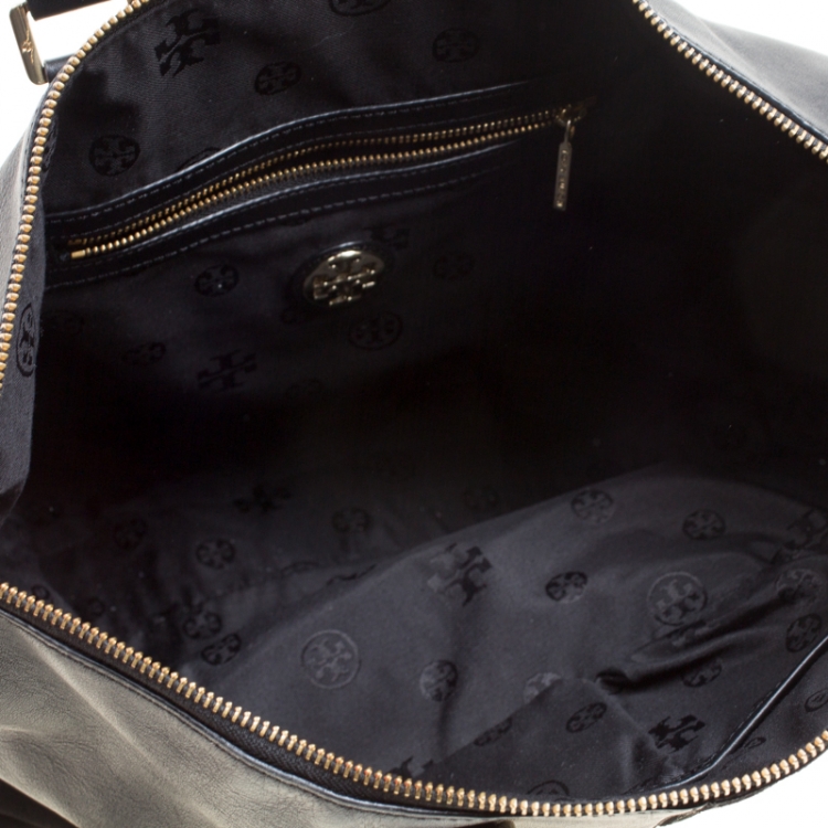 Pre Owned Tory Burch Black Leather and Suede Top Handle Bag