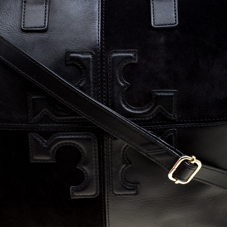 Pre Owned Tory Burch Black Leather and Suede Top Handle Bag