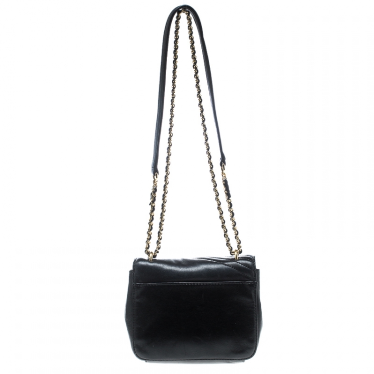 Pre Owned Tory Burch Black Leather Kira Crossbody Bag