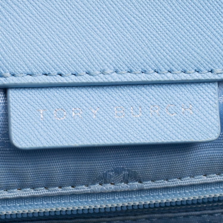 Pre Owned Tory Burch Light Blue Leather Medium York Buckle Tote