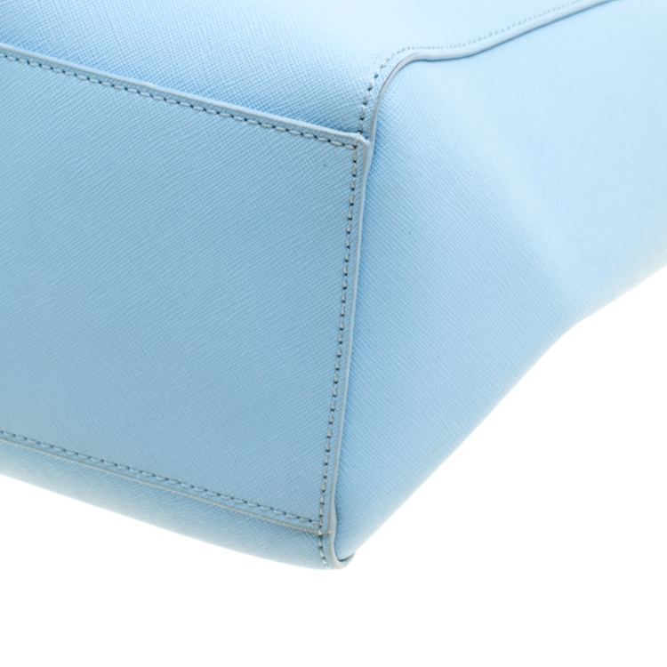 Pre Owned Tory Burch Light Blue Leather Medium York Buckle Tote