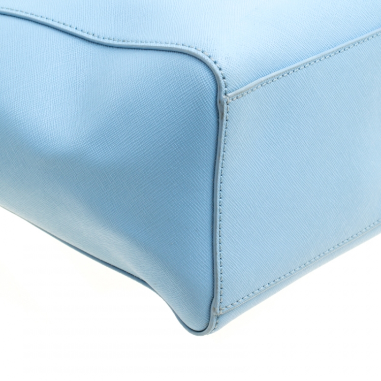 Pre Owned Tory Burch Light Blue Leather Medium York Buckle Tote