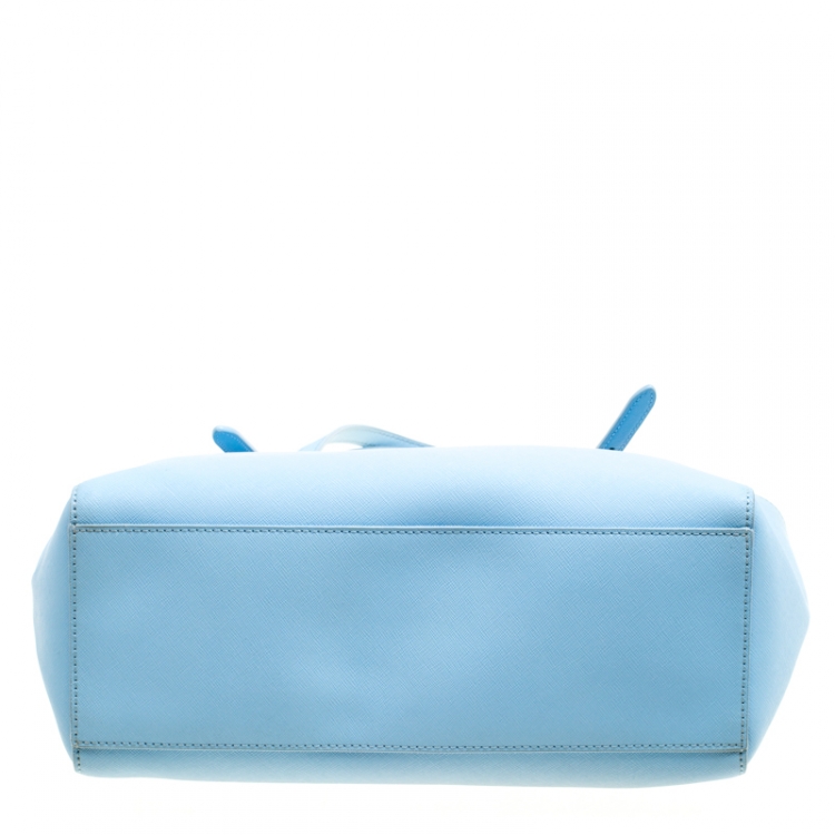 Pre Owned Tory Burch Light Blue Leather Medium York Buckle Tote