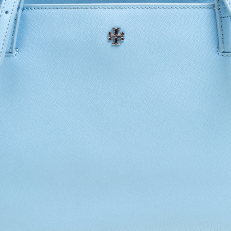 Pre Owned Tory Burch Light Blue Leather Medium York Buckle Tote