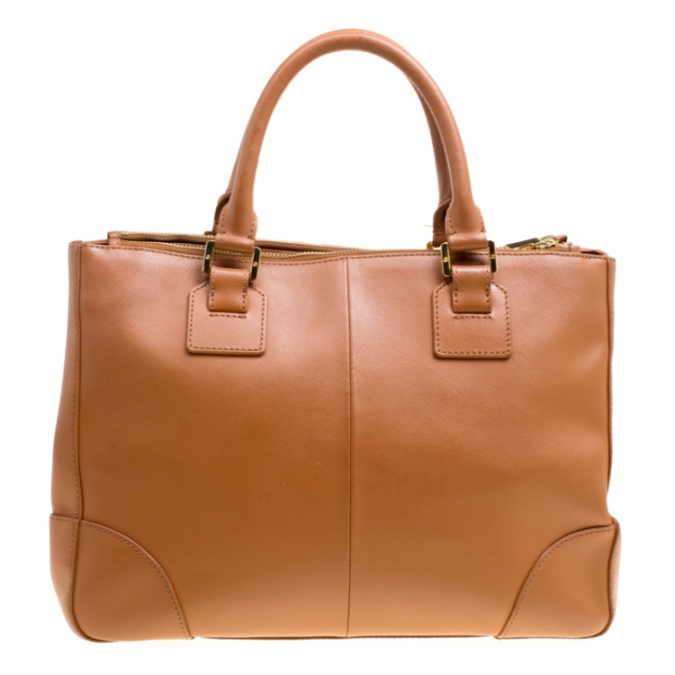 Pre Owned Tory Burch Brown Leather Robinson Top Handle Bag