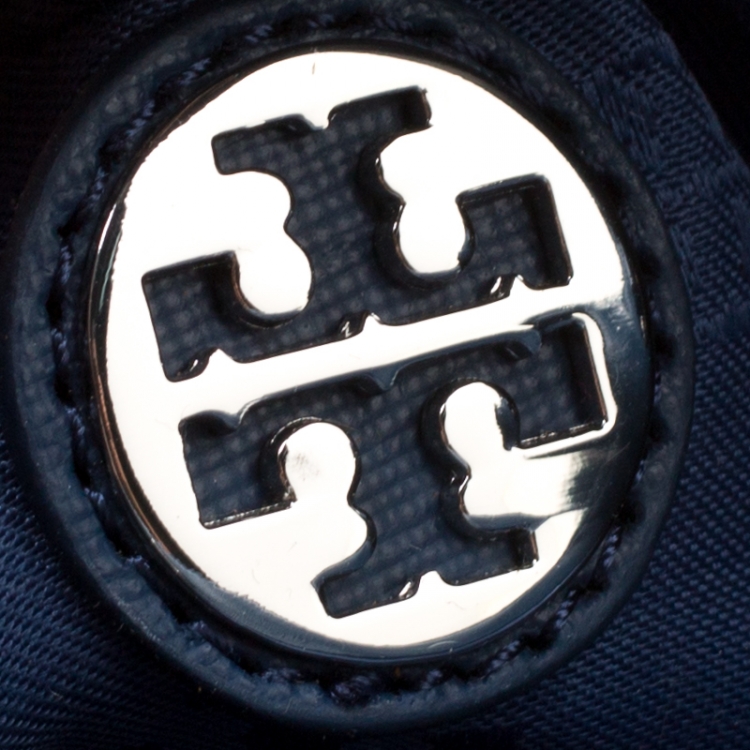 Pre Owned Tory Burch Navy Blue Leather Robinson Tote