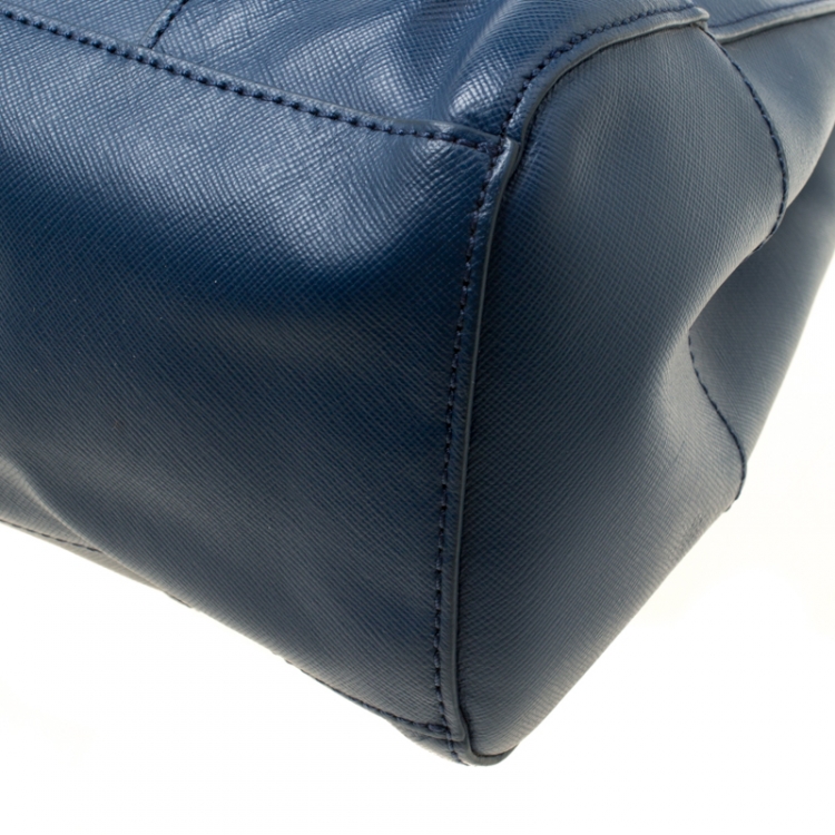 Pre Owned Tory Burch Navy Blue Leather Robinson Tote