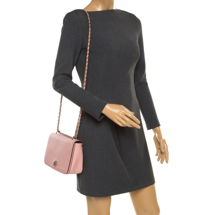 Pre Owned Tory Burch Pink Leather Robinson Shoulder Bag 