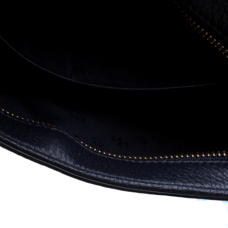 Pre Owned Tory Burch Navy Blue Leather Robinson Crossbody Bag