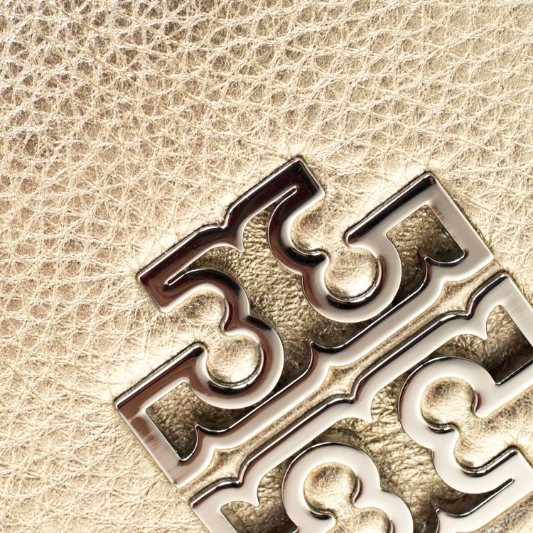 Pre Owned Tory Burch Metallic Gold Leather Britten Wallet