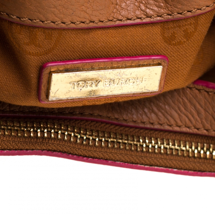 Pre Owned Tory Burch Brown Leather Flap Crossbody Bag