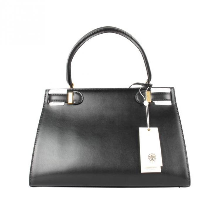 Pre Owned Tory Burch Black Leather Lee Radziwill Satchel 