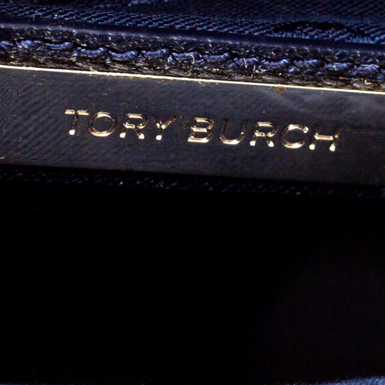 Pre Owned Tory Burch Tri Color Woven Leather Robinson Crossbody Bag