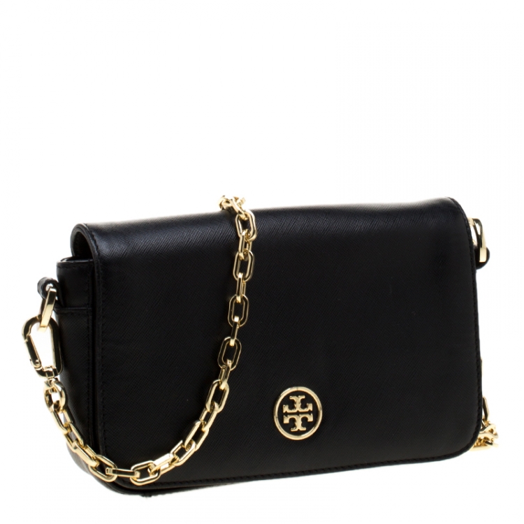 Pre Owned Tory Burch Black Leather Robinson Crossbody Bag