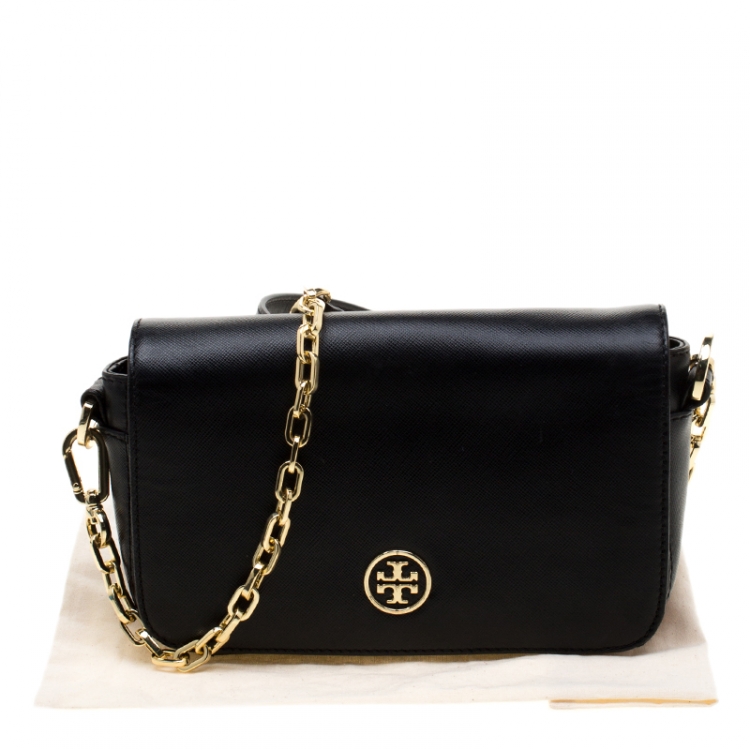 Pre Owned Tory Burch Black Leather Robinson Crossbody Bag
