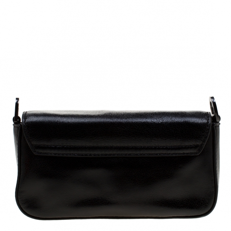 Pre Owned Tory Burch Black Leather Mini Flap Crossbody Bag