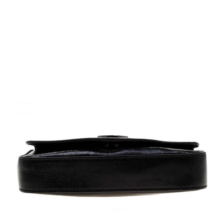 Pre Owned Tory Burch Black Leather Mini Flap Crossbody Bag