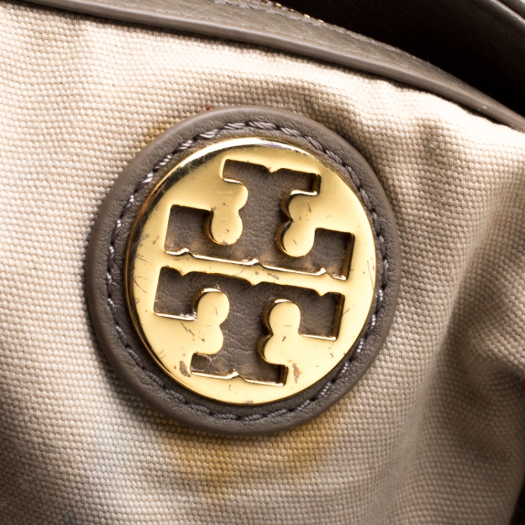 Pre Owned Tory Burch Grey/Brown Leather Shoulder Bag