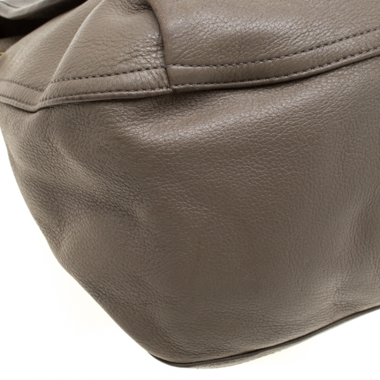 Pre Owned Tory Burch Grey/Brown Leather Shoulder Bag