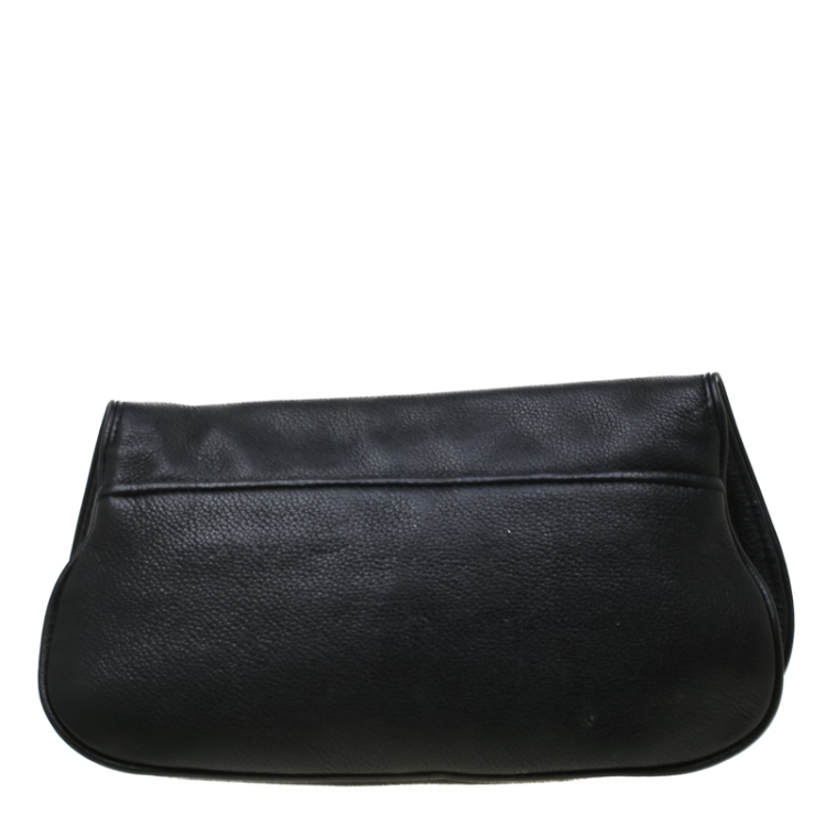 Pre Owned Tory Burch Black Leather Raphael Logo Crossbody Bag