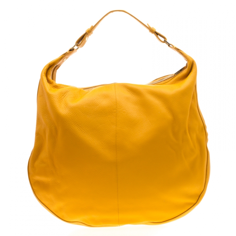 Pre Owned Tory Burch Mustard Leather Amanda  Flat Hobo