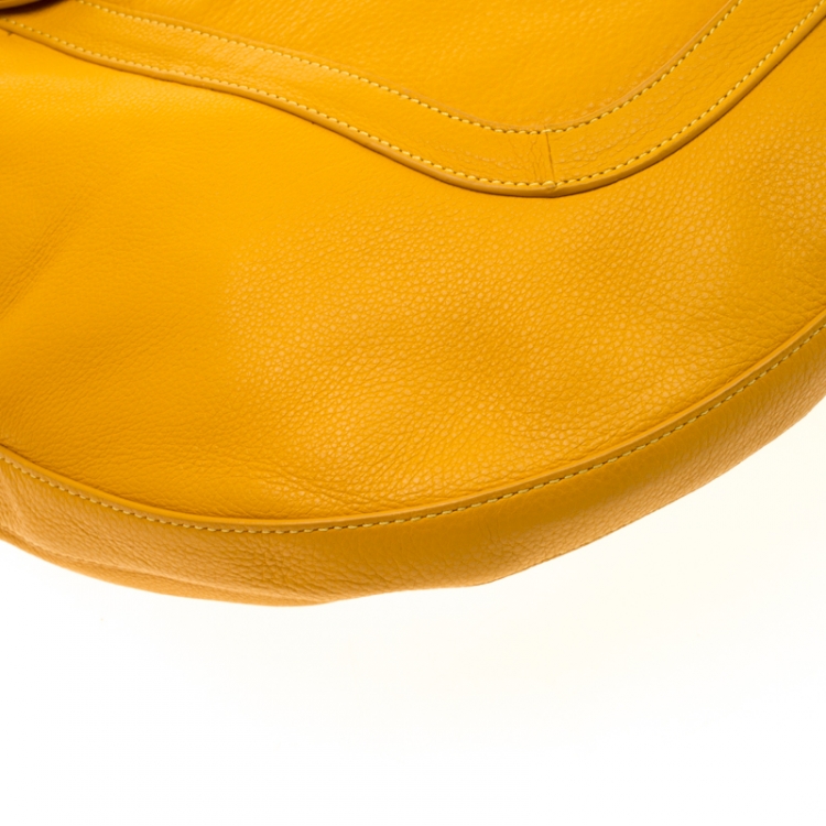 Pre Owned Tory Burch Mustard Leather Amanda  Flat Hobo